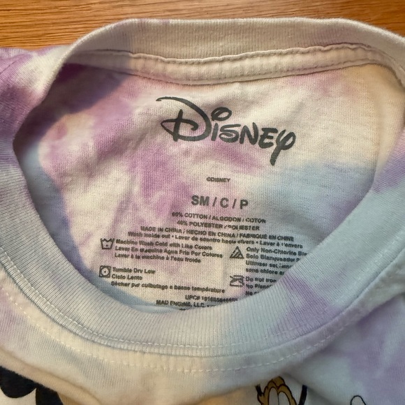 Women’s Disney Mickey Mouse Pink/White Tie Dye Crop Long Sleeve Top - Picture 4 of 4